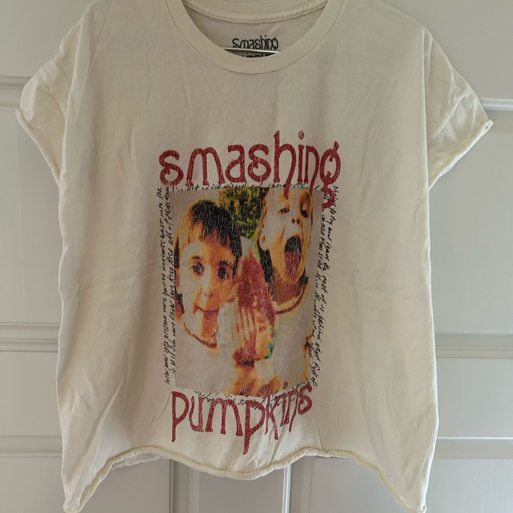 Urban Outfitters Smashing Pumpkins Backstage Cropped Graphic Tee